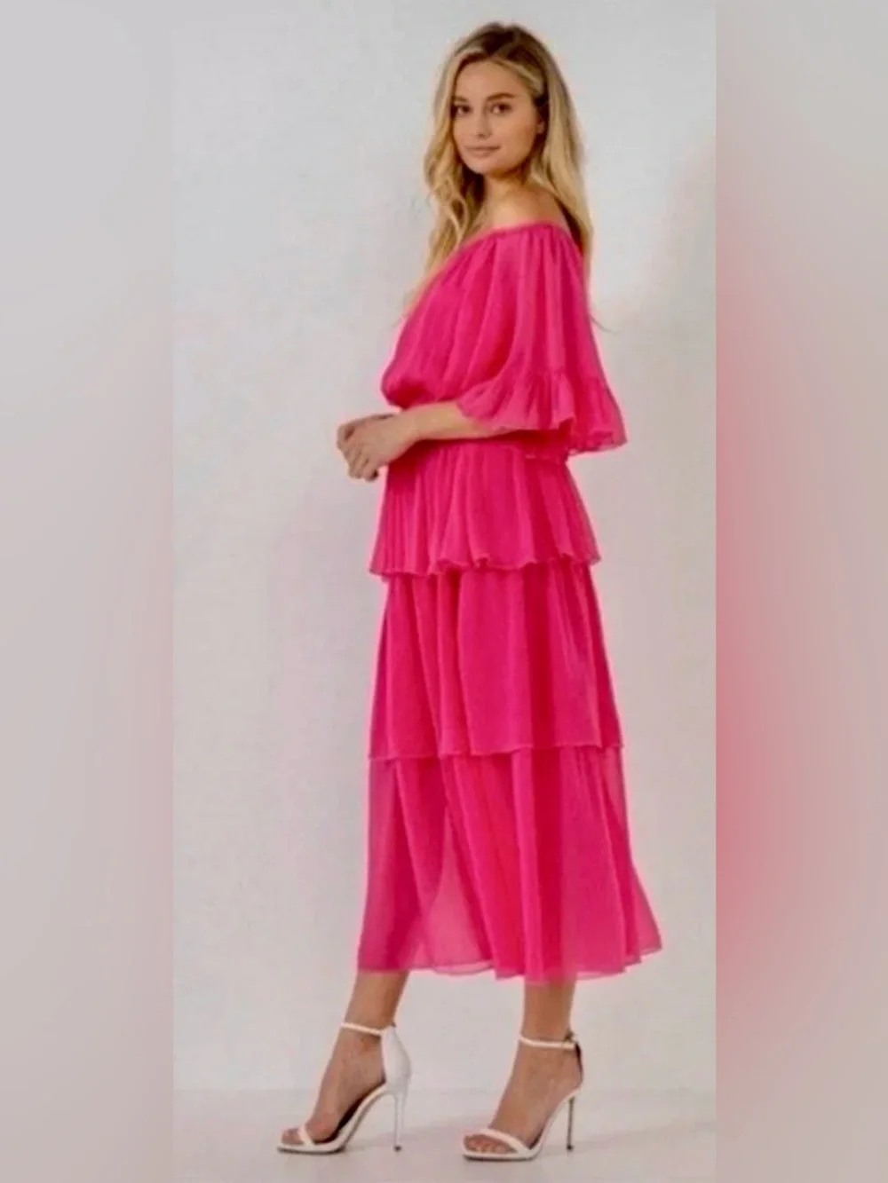 Endless Rose Chiffon Off the Shoulder Ruffle Tier Maxi Dress - Picture 2 of 9